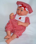 Red Striped Romper Suit + Hat 